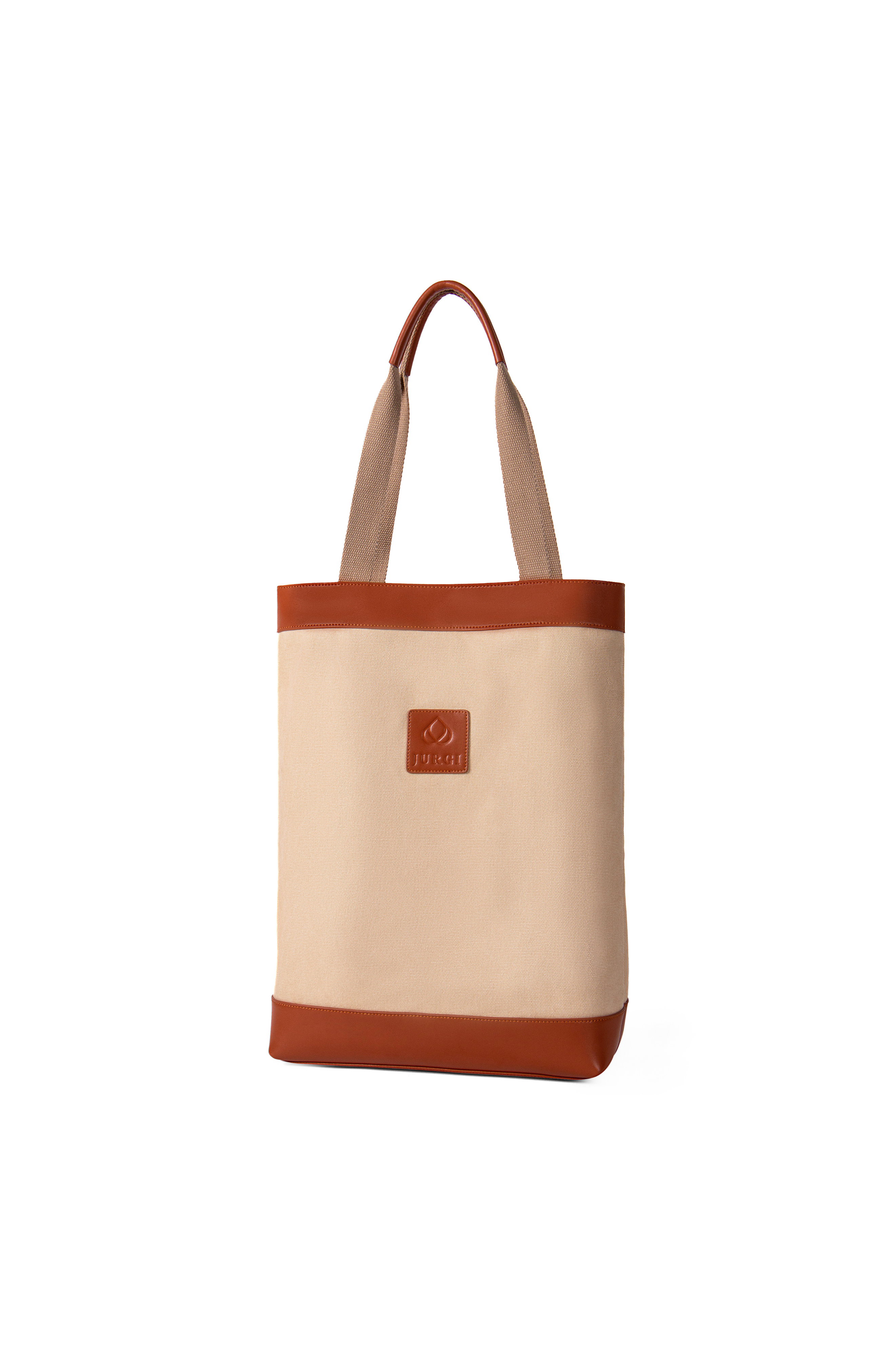 JURGI Everything Tote in Canvas and Leather, Main, color, Beige