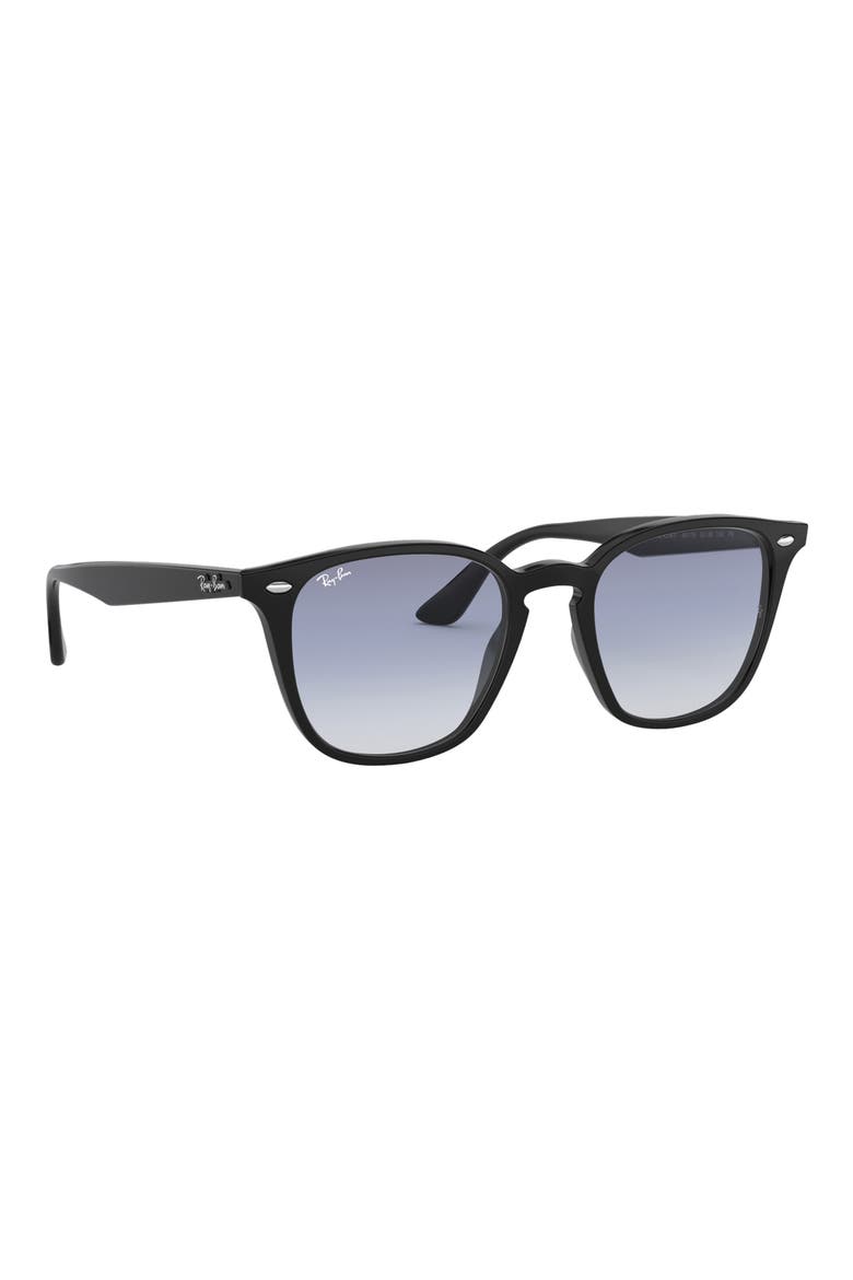 52mm Square Sunglasses, Alternate, color, BLACK / LIGHT BLUE