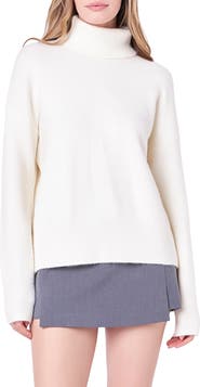 English Factory Notch Hem Turtleneck Sweater