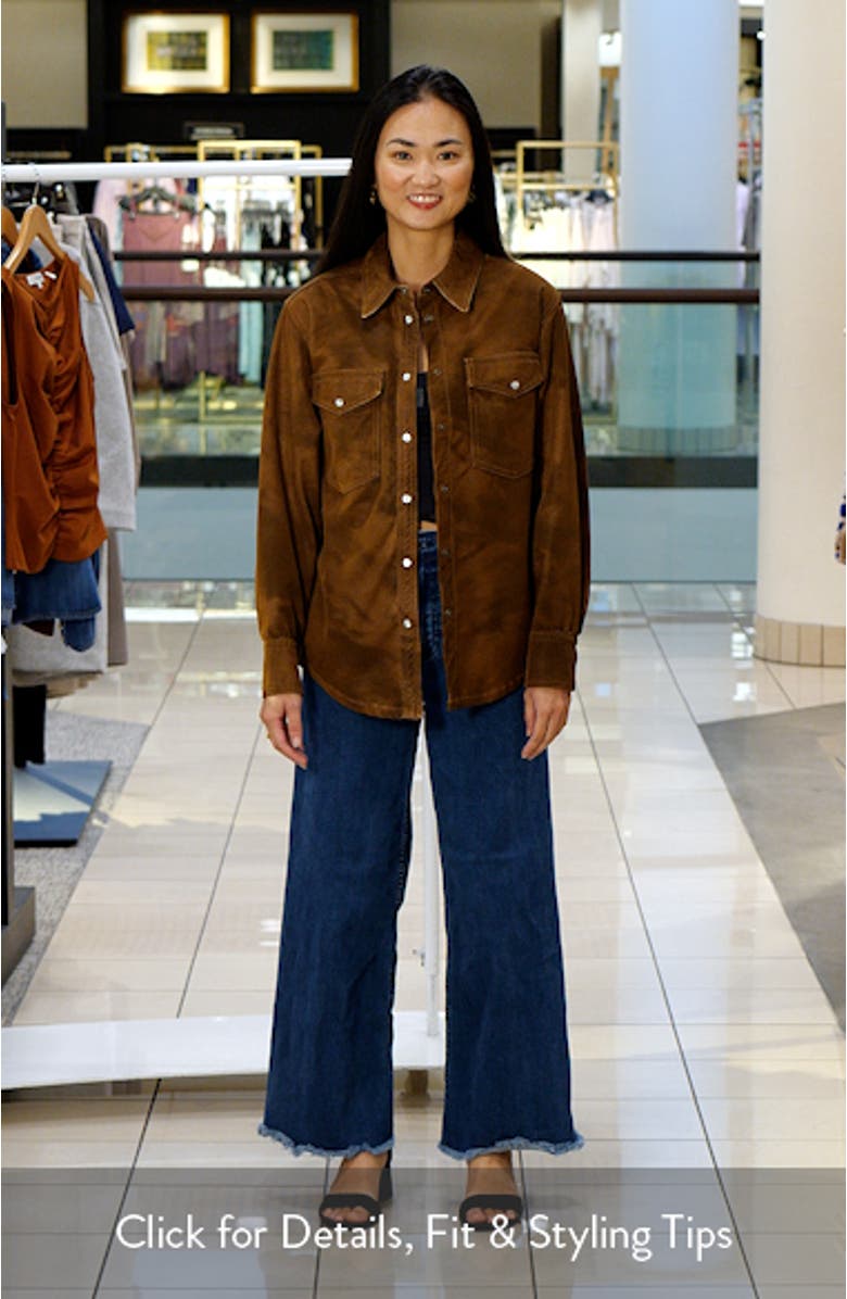 Karima Faux Leather Snap-Up Shirt, sales video thumbnail