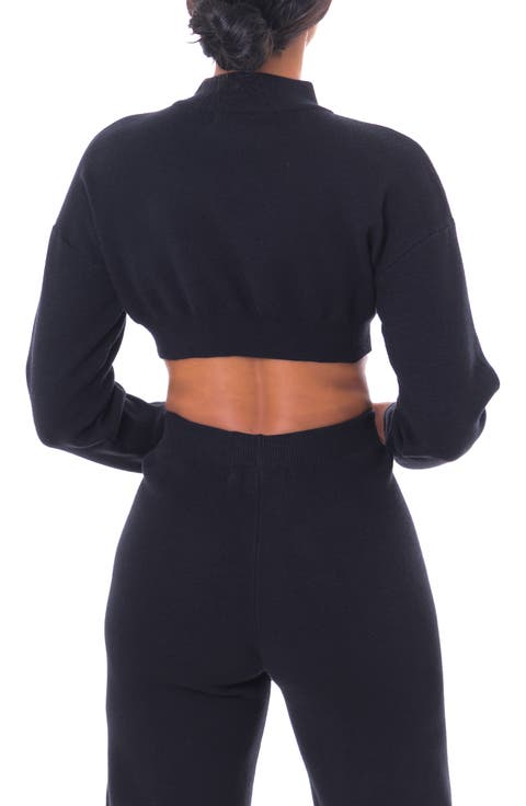 Crop Mock Neck Sweater