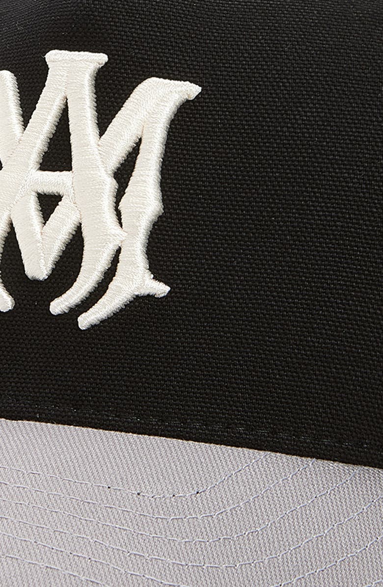 AMIRI MA Outline Embroidered Canvas Trucker Hat, Alternate, color, Black