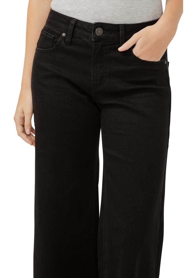 Suki Curvy Raw Hem Mid Rise Ankle Wide Leg Jeans, Alternate, color, BLACK
