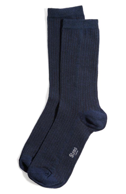 Cotton & Cashmere Blend Crew Socks