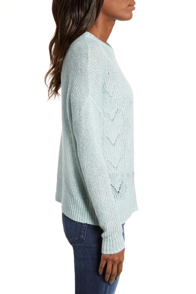 Pointelle Stitch Sweater, Alternate, color, BLUE CLOUD