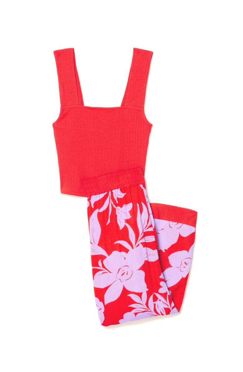 Adore Me Evi Tank & Pants Set, Alternate, color, Floral Red