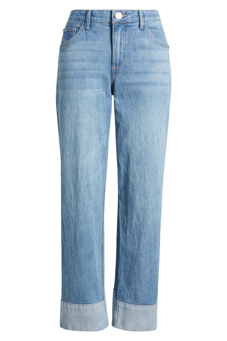 Round Up High Waist Cuffed Boyfriend Jeans, Alternate, color, LIGHT BLUE