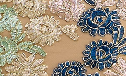 Nina Leonard Embroidered Lace Sheath Dress In Ballet Slipper Multi