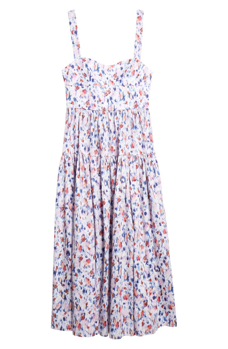 Erdem Strappy Fit & Flare Cotton Poplin Midi Dress, Alternate, color, Abstract Rose White