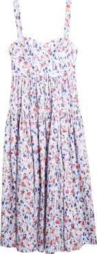 Erdem Strappy Fit & Flare Cotton Poplin Midi Dress