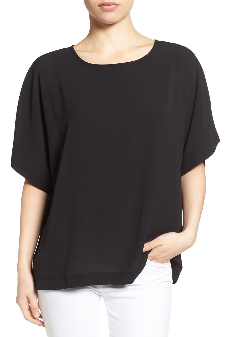 Elbow Sleeve Top, Main, color, BLACK