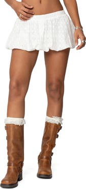 EDIKTED Livvie Eyelet Cotton Bubble Miniskirt