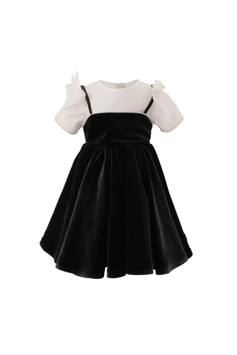 Onyx Velvet Bow Dress, Main, color, Black