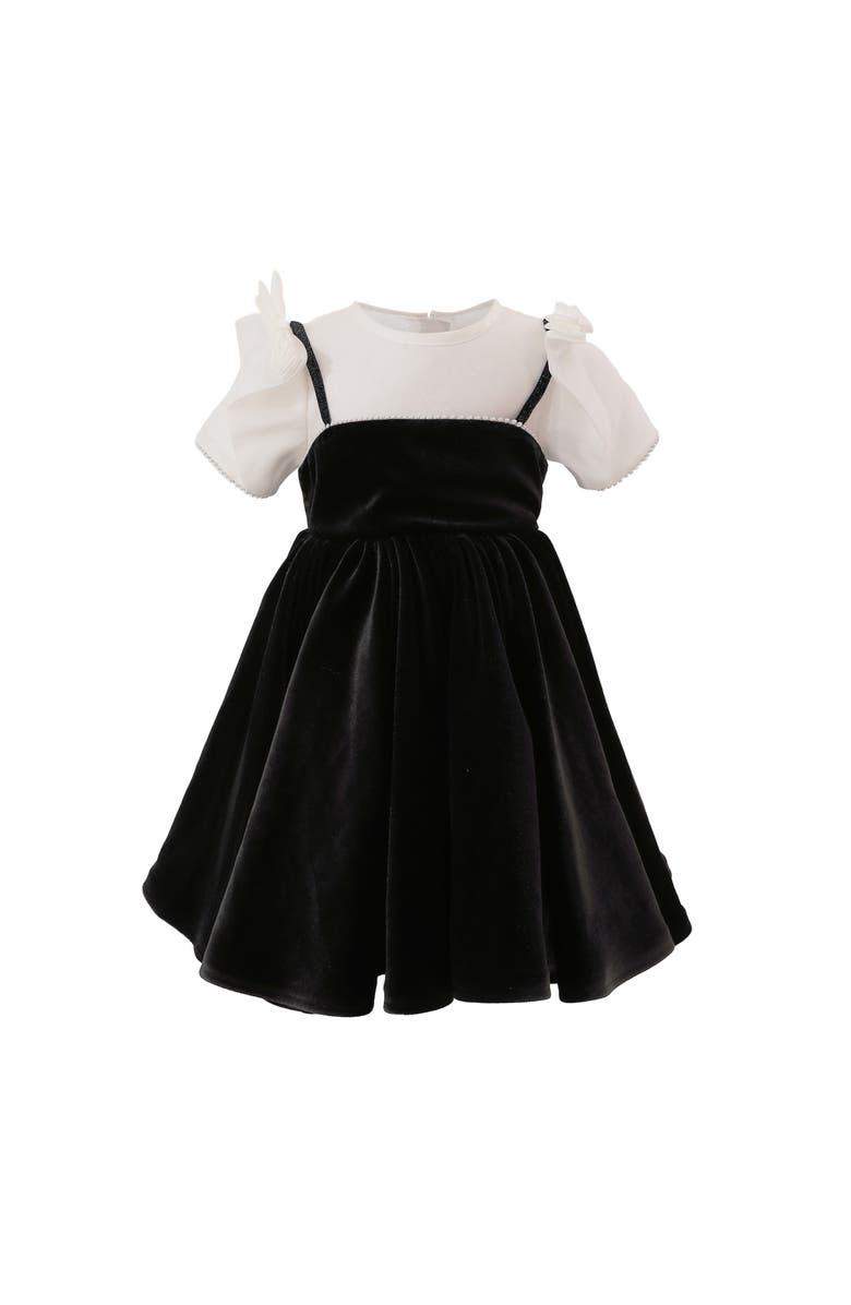 Tulleen Yasmine Velvet Bow Dress, Main, color, Black