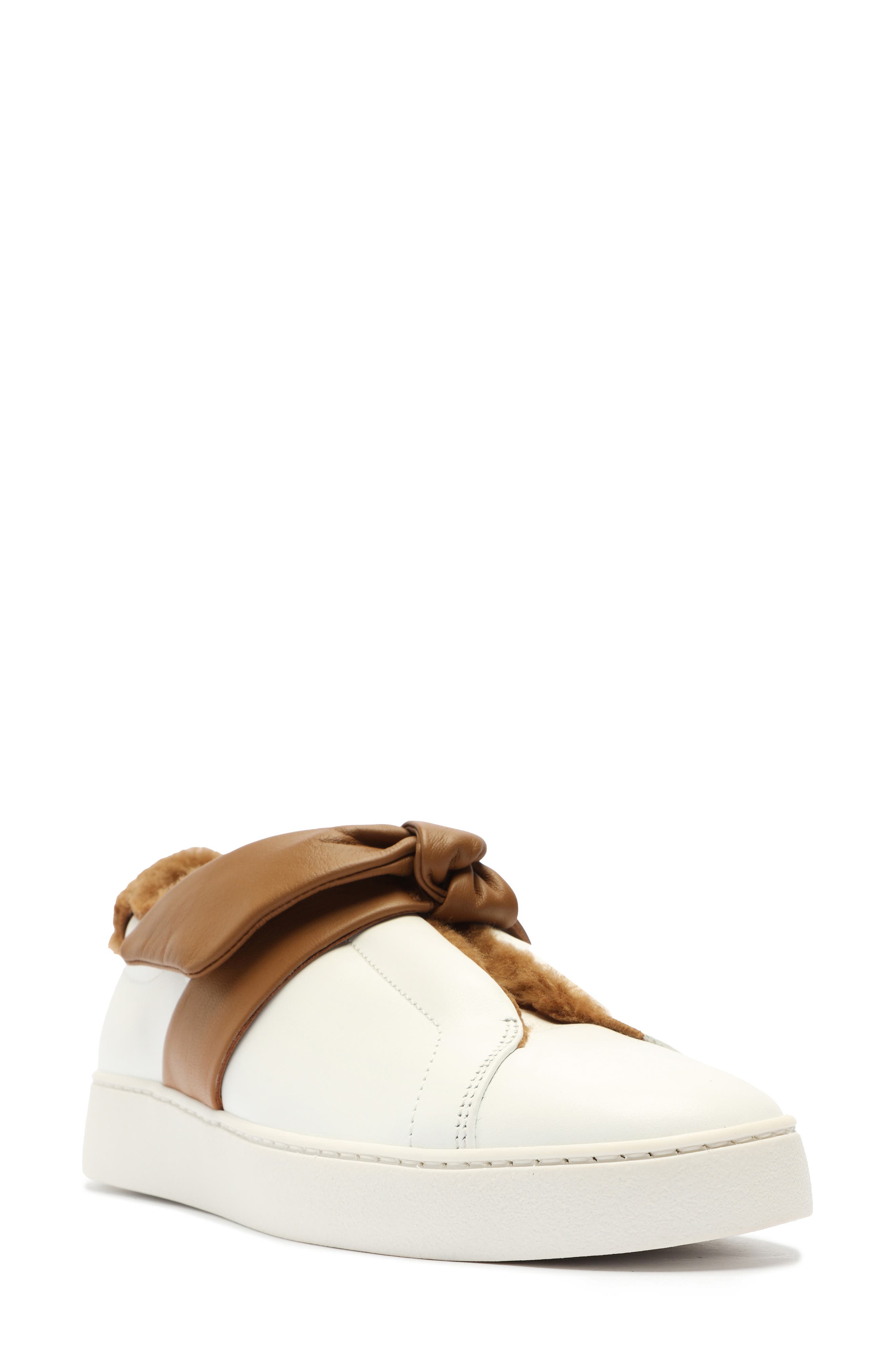 Clarita Bow Slip-On Sneaker, Main, color, WHITE/ COGNAC