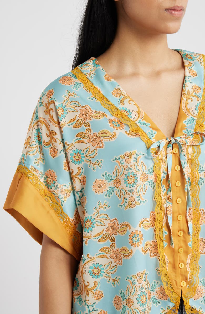 Wit & Wisdom Lace Trim Print Dolman Sleeve Top, Alternate, color, 