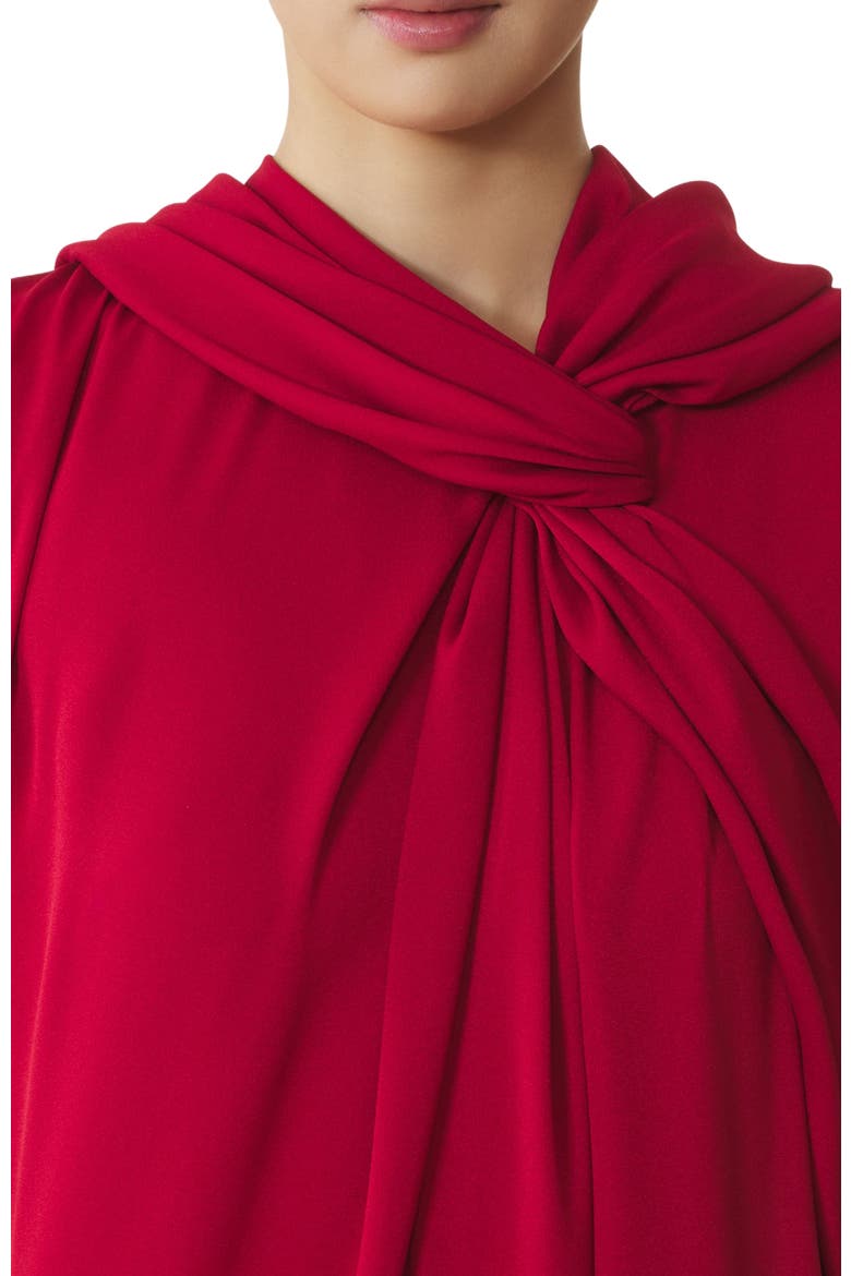 Long Knotted Dress In Satin, Alternate, color, Red Anemone