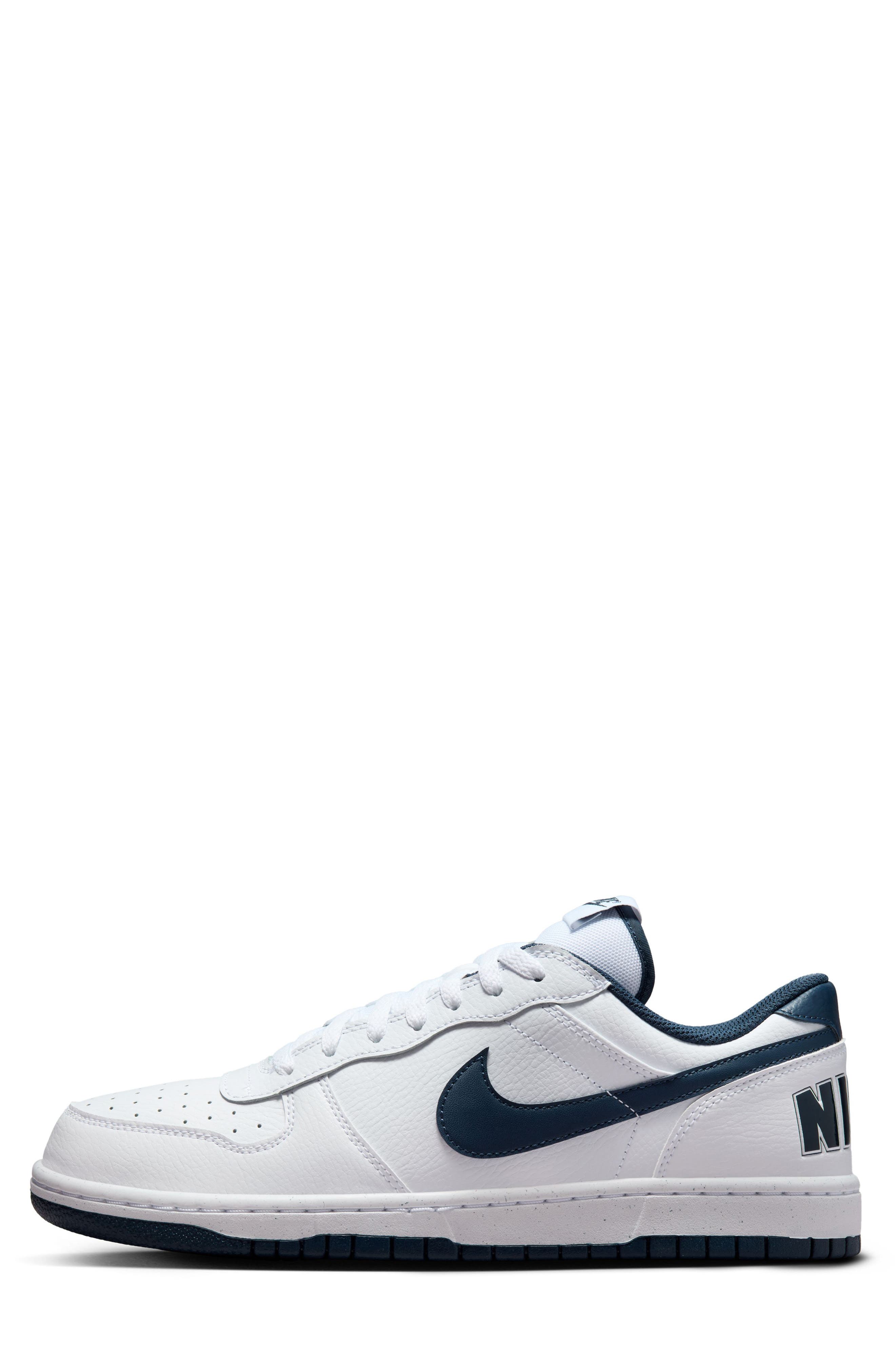 Nike Big Nike Low Basketball Sneaker, Alternate, color, White/ Midnight Navy