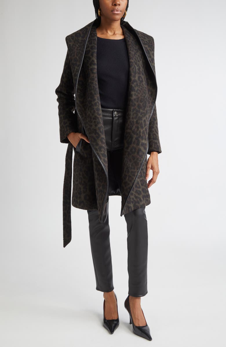 Ramy Brook Joan Animal Print Coat, Alternate, color, Deep Olive Animal