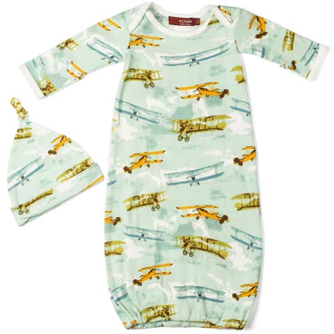 Organic Cotton Newborn Gown and Hat Set (Baby)