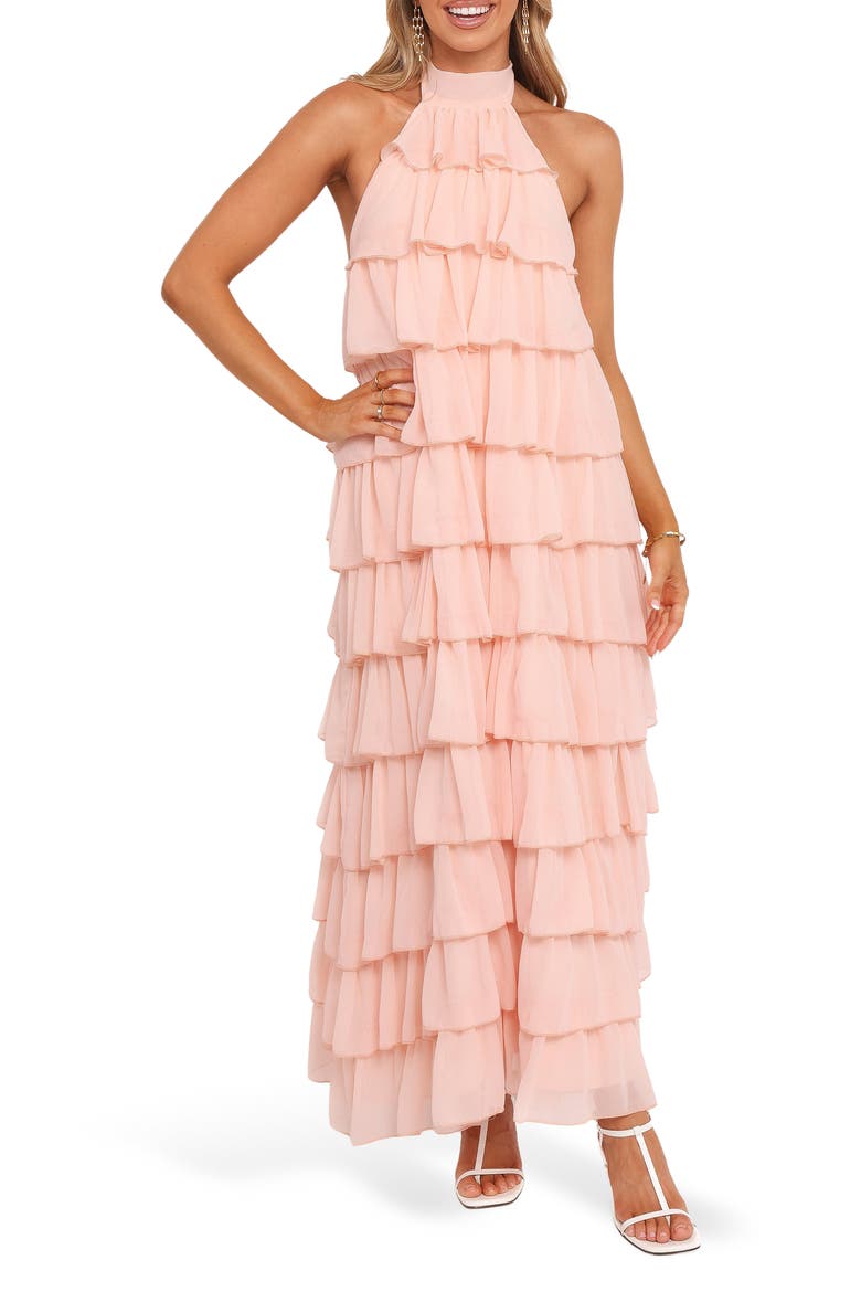 Zoella Ruffle Tiered Maxi Dress, Main, color, PINK