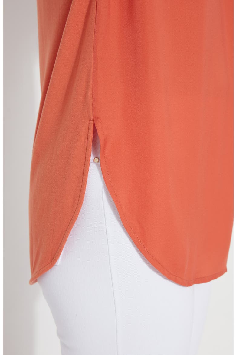Lyssé Stevie V-Neck Satin Top, Alternate, color, VIBRANT APRICOT