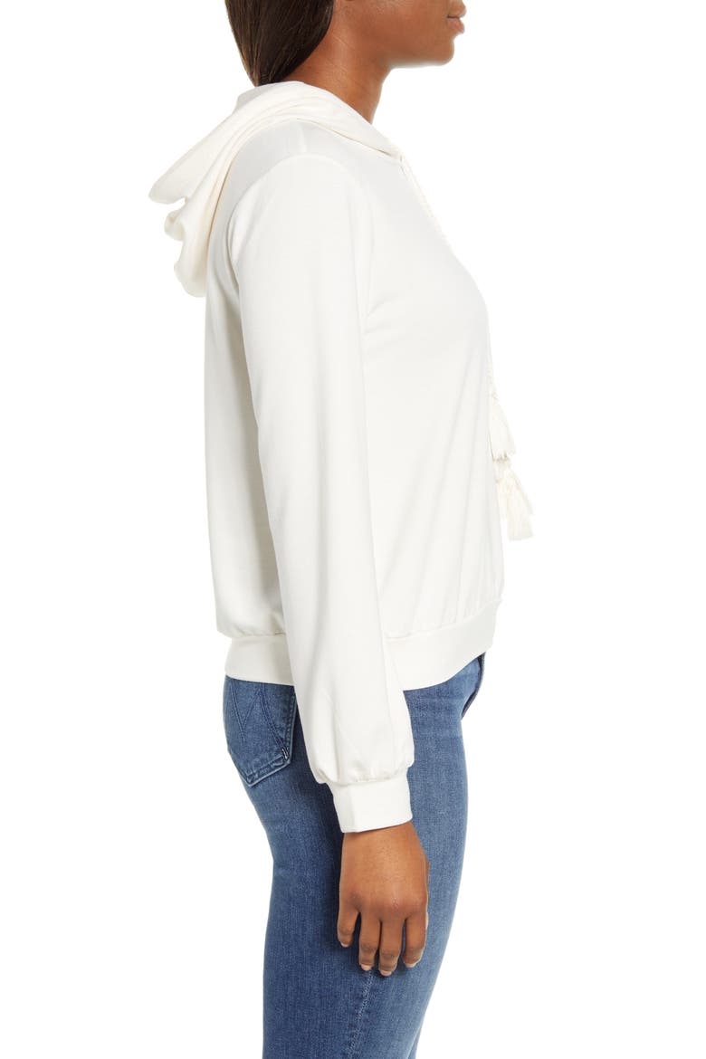 Tassel Tie Pullover Hoodie, Alternate, color, IVORY