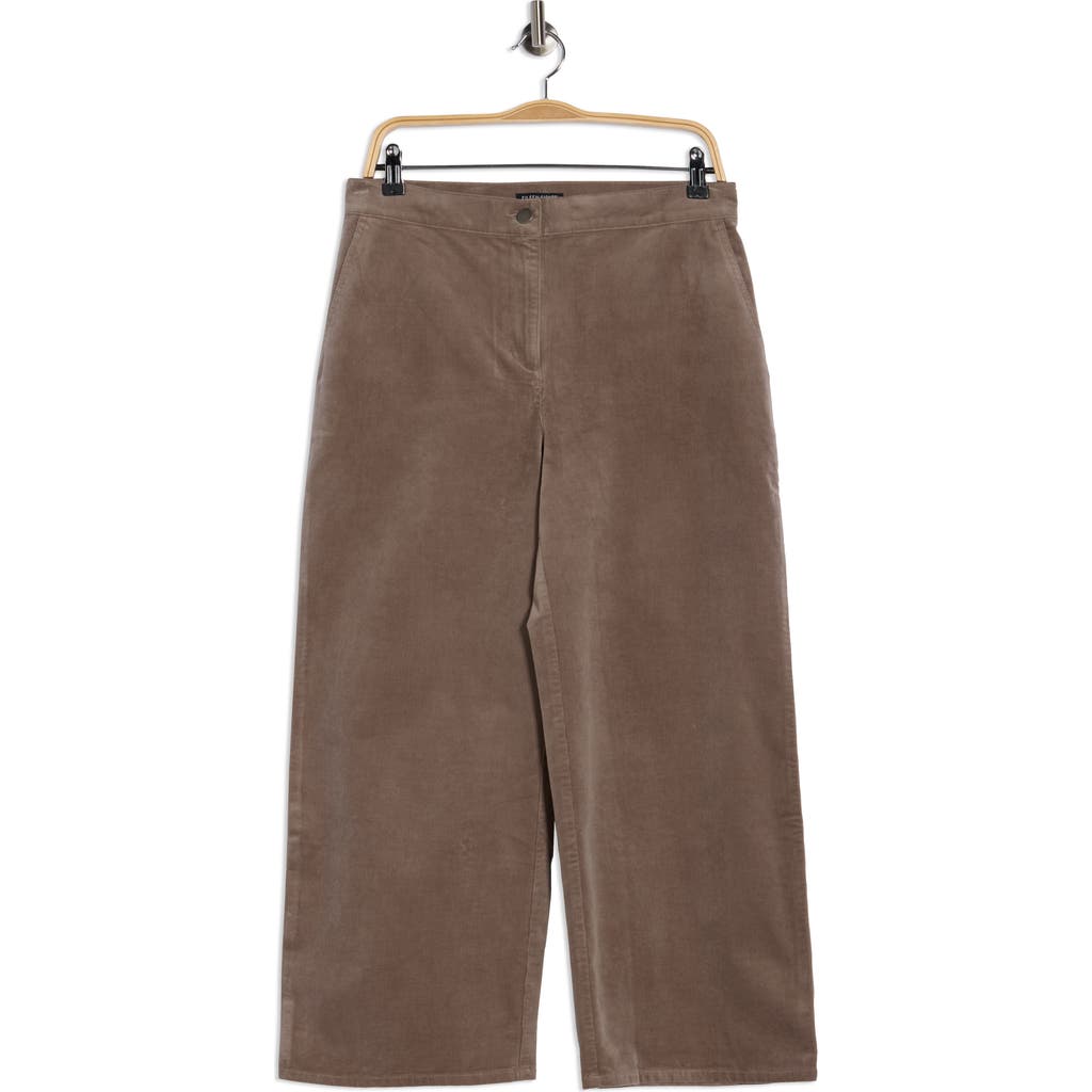 Eileen Fisher Stretch Organic Cotton Corduroy Wide Leg Ankle Pants In Animal Print