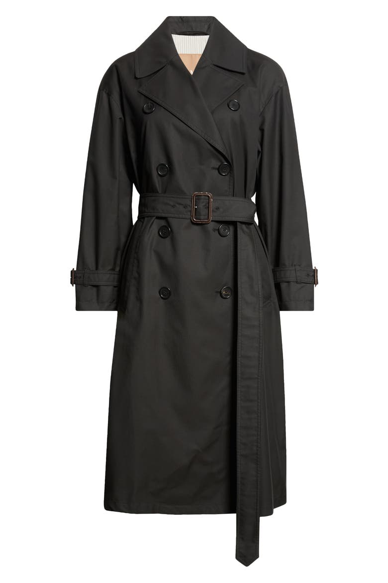 Fiorito Water Repellent Twill Trench Coat, Alternate, color, BLACK