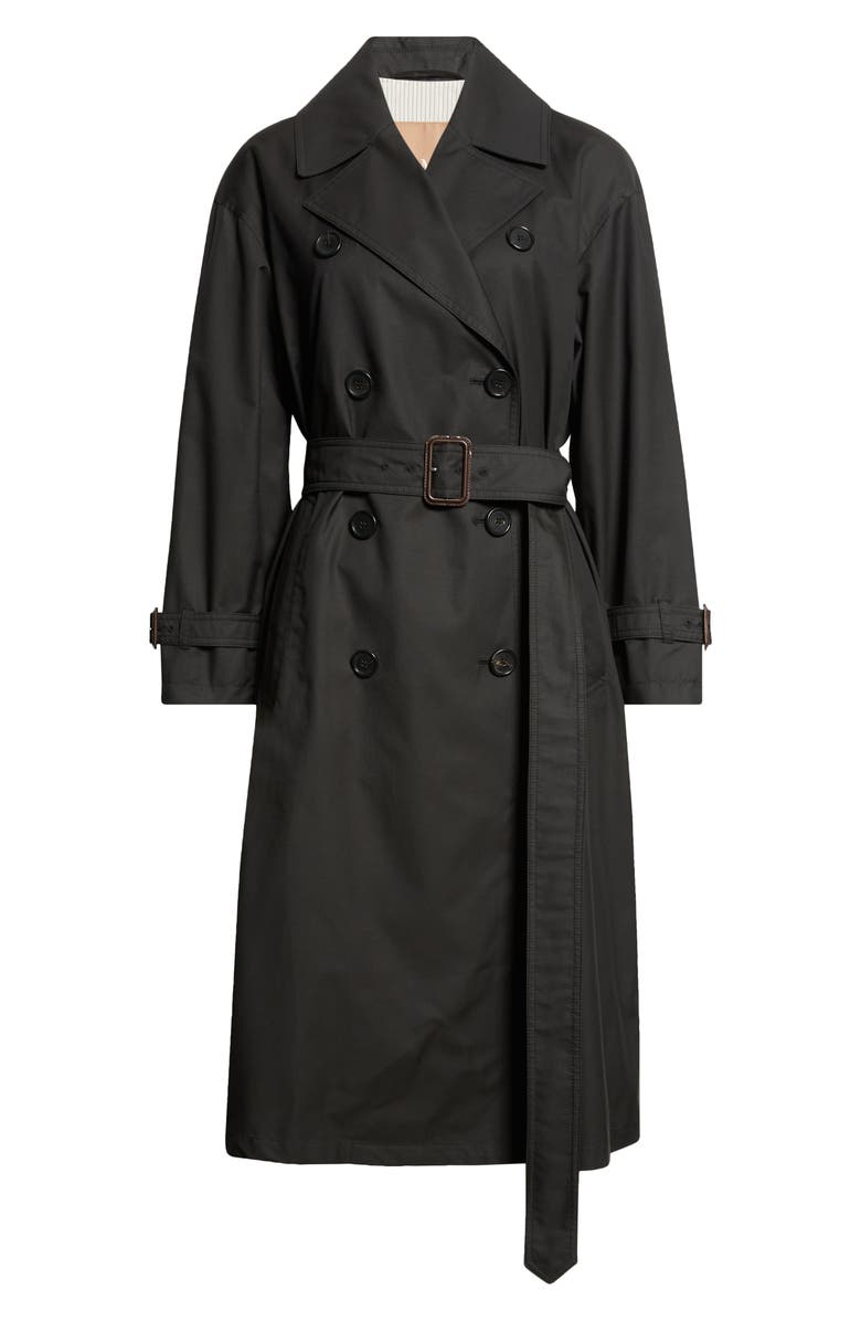 Max Mara Fiorito Water Repellent Twill Trench Coat, Alternate, color, Black