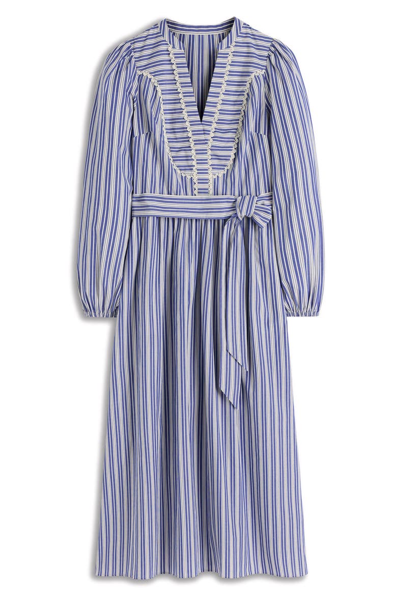 Lace Trim Stripe Long Sleeve Cotton Dress, Alternate, color, SURF THE WEB STRIPE