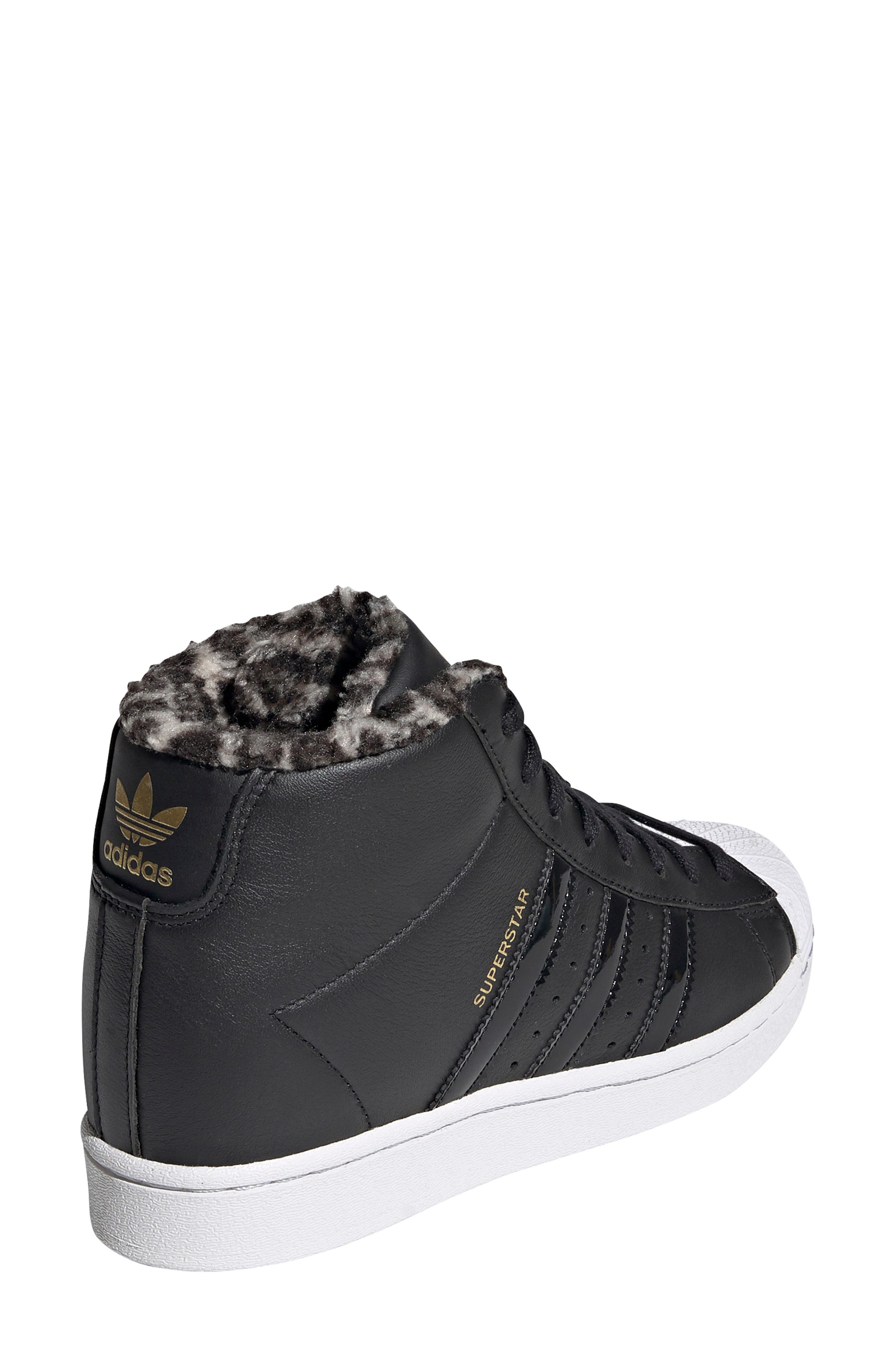 adidas Superstar Up Faux Fur Lined High Top Wedge Sneaker, Alternate, color, 