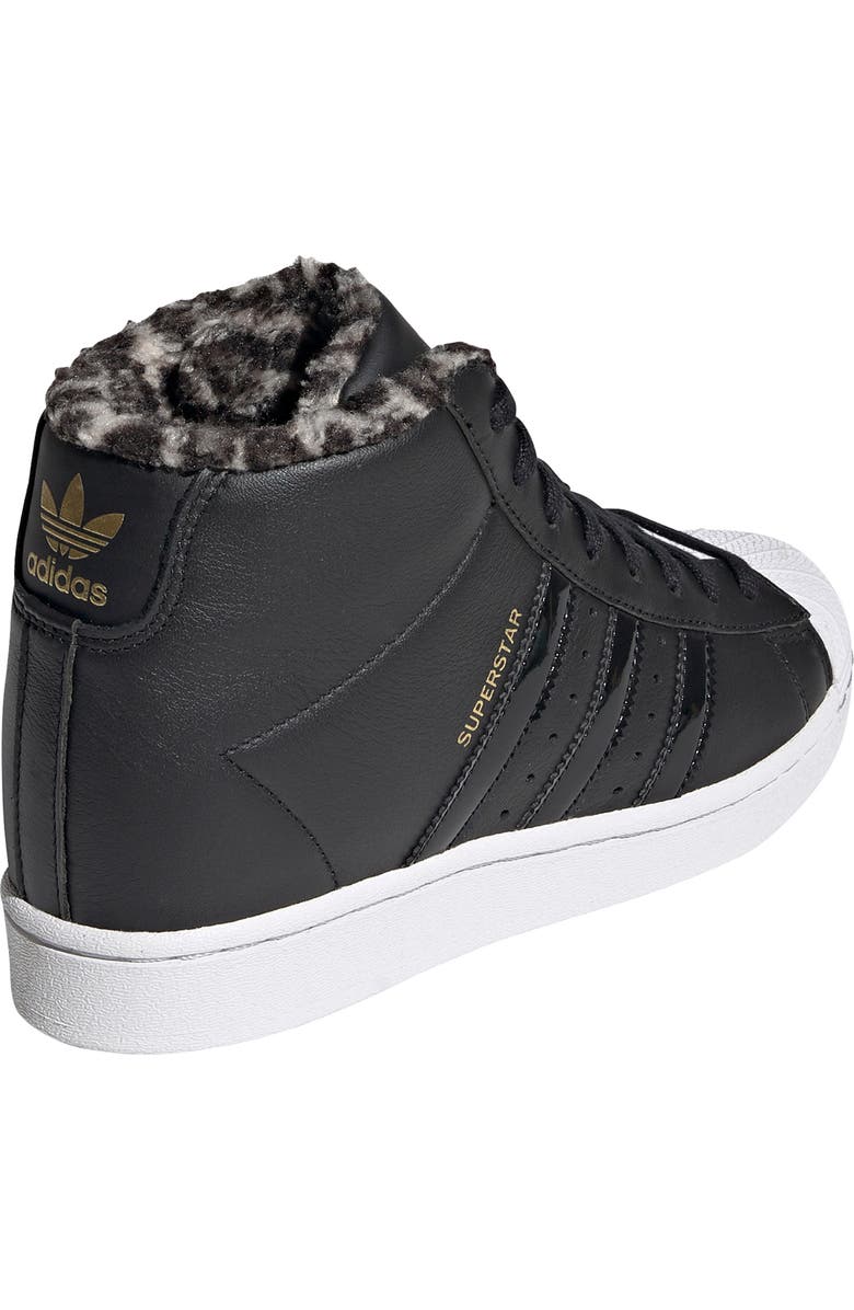 adidas Superstar Up Faux Fur Lined High Top Wedge Sneaker, Alternate, color,