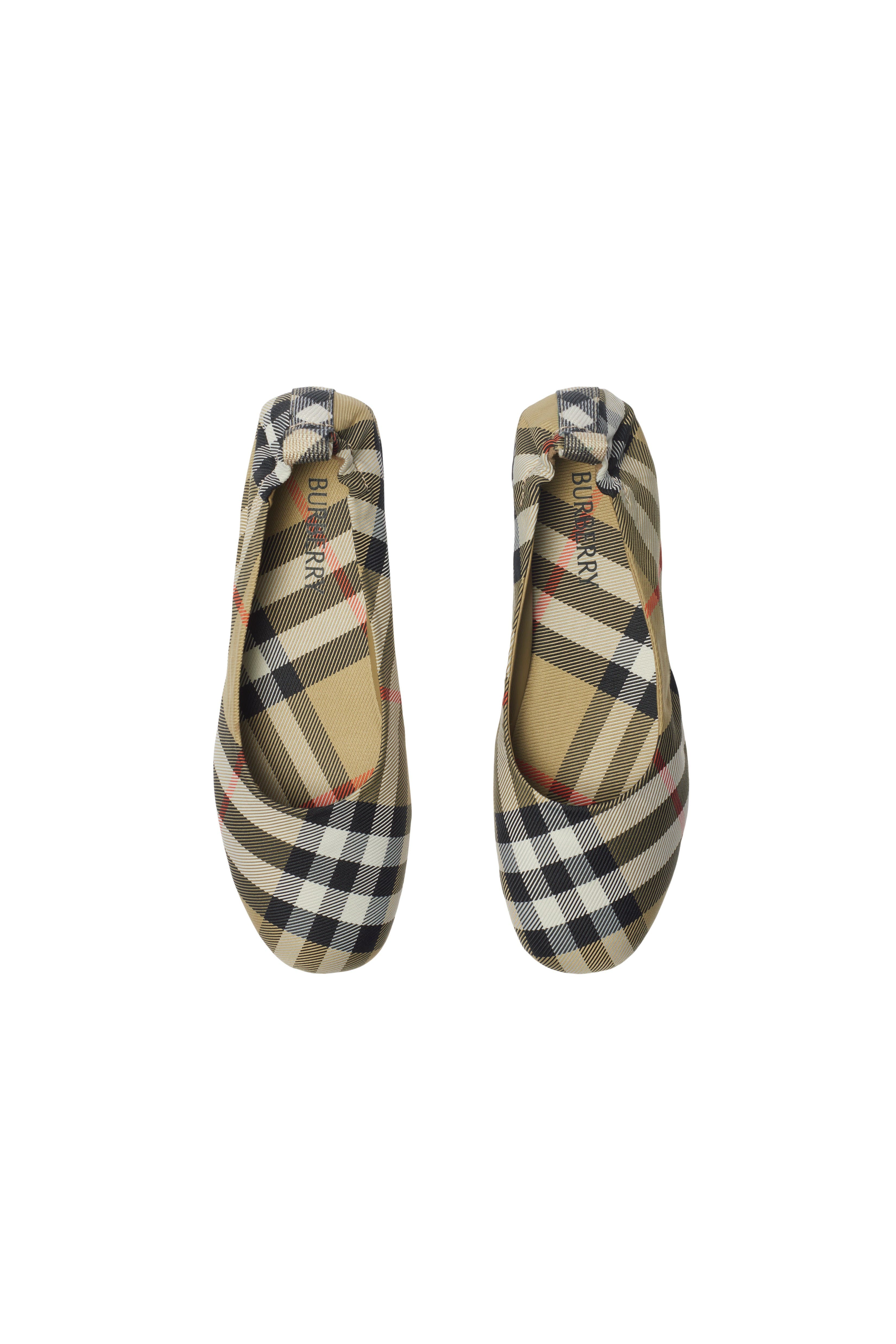 Burberry Check Ballerinas, Alternate, color, Sand Beige