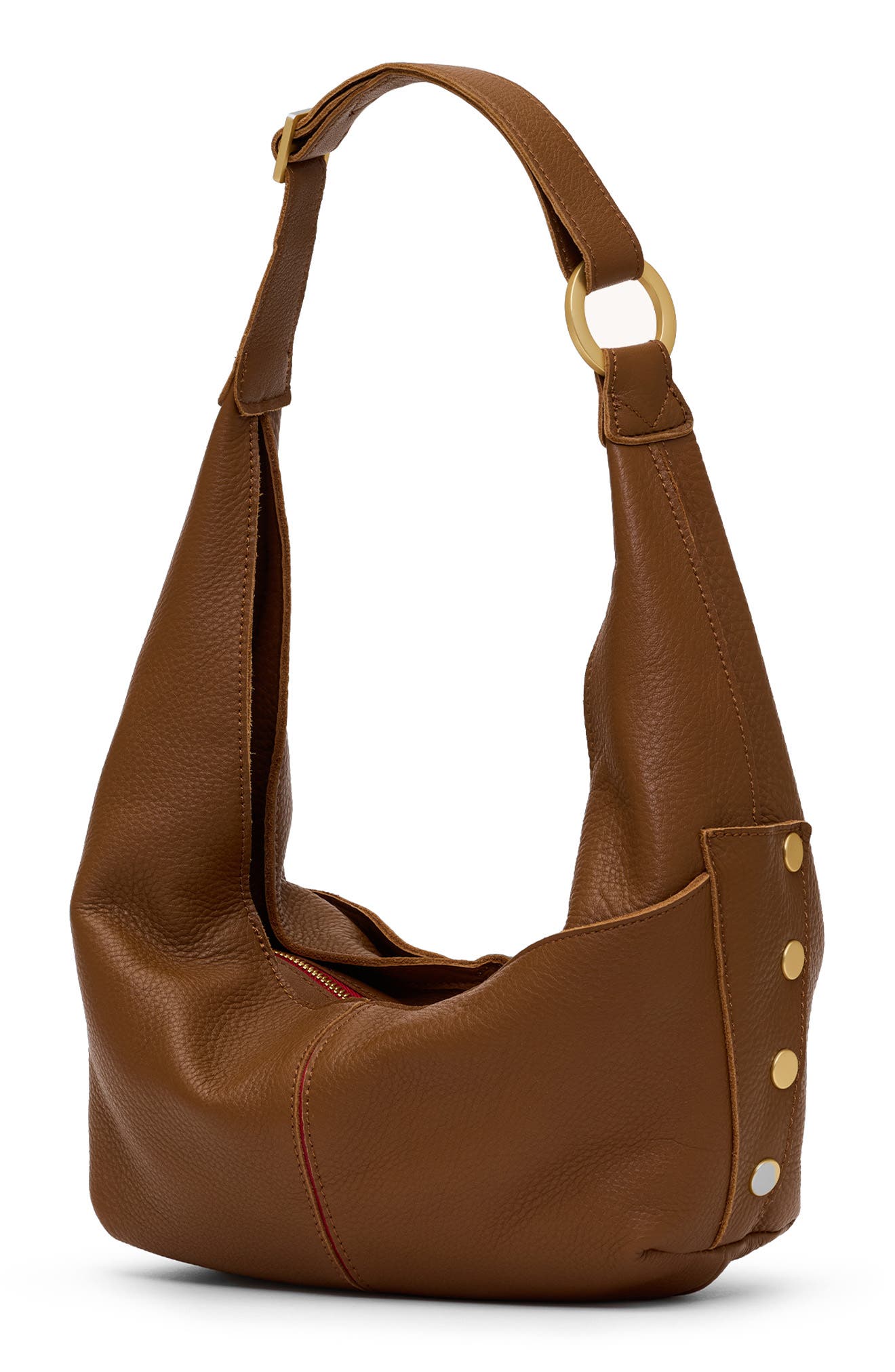 Tom Zip Medium Hobo Bag, Alternate, color, MAHOGANY PEBBLE/ GOLD RED ZIP