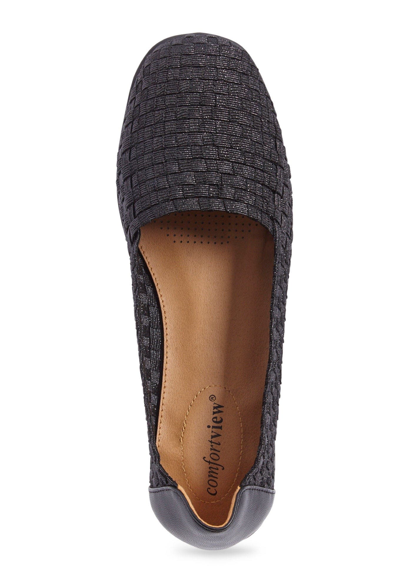 Comfortview The Bethany Stretch Woven Slip On Flat, Alternate, color, Black Metallic