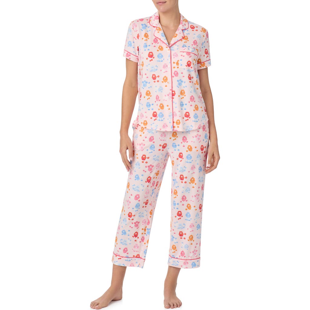 Kate Spade New York Print Crop Pajamas In Coral Mult
