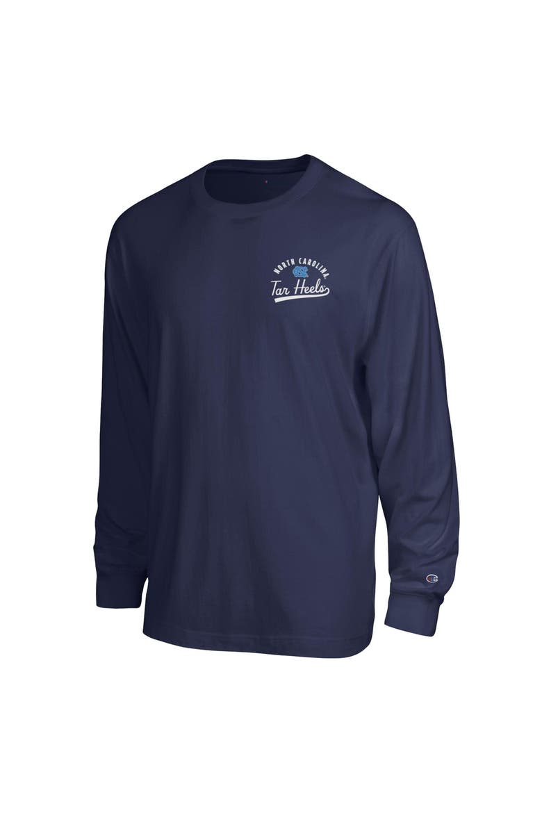 Men's Champion  Navy North Carolina Tar Heels Laminated All-Star Long Sleeve T-Shirt, Alternate, color, Navy