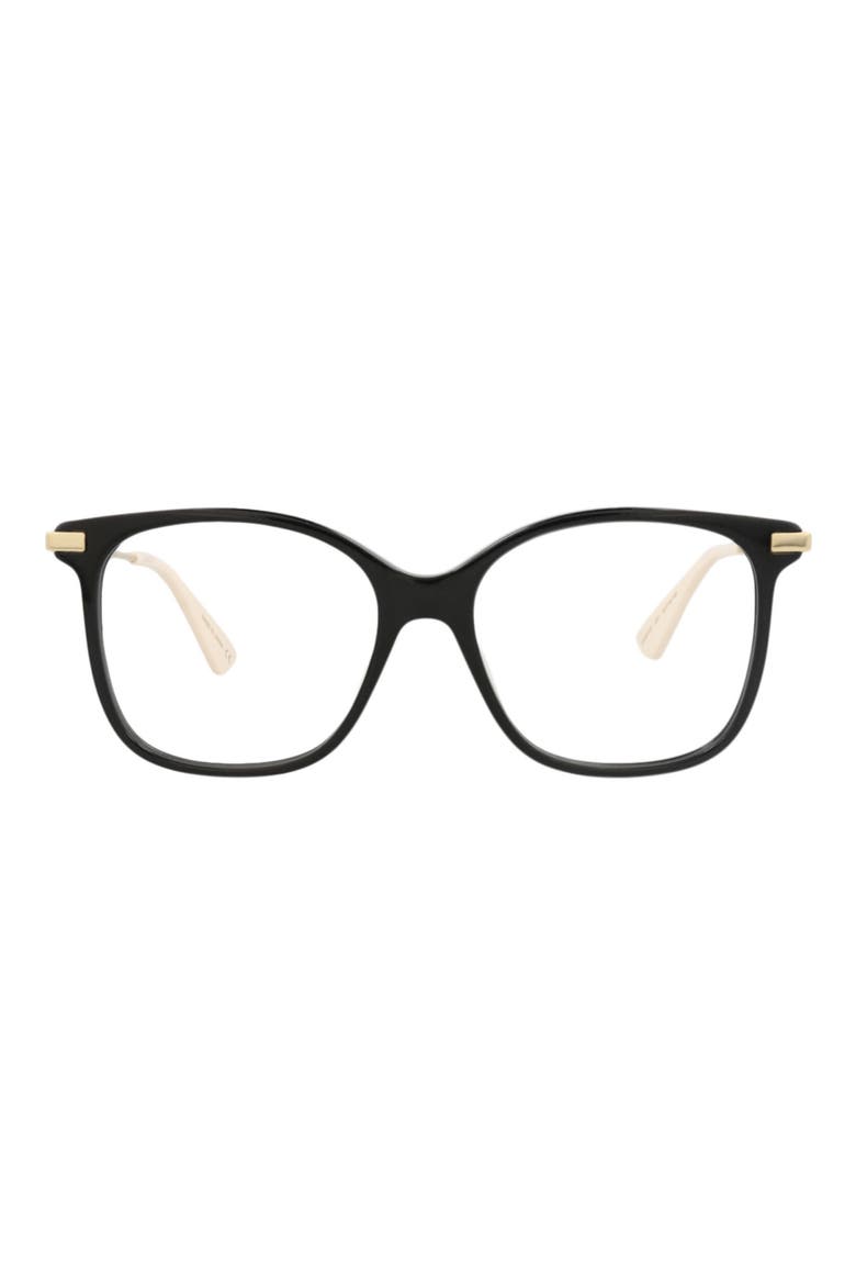 52mm Square Optical Glasses, Main, color, BLACK GOLD TRANSPARENT