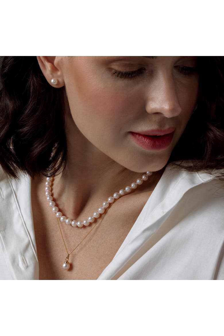 6.5-7.0mm Japanese Akoya White Choker Length Pearl Necklace - AA+ Quality, Alternate, color, Sterling Silver Clasp