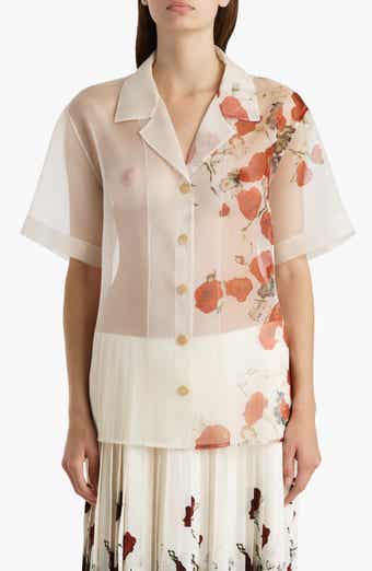 Riordan Floral Silk Organza Camp Shirt