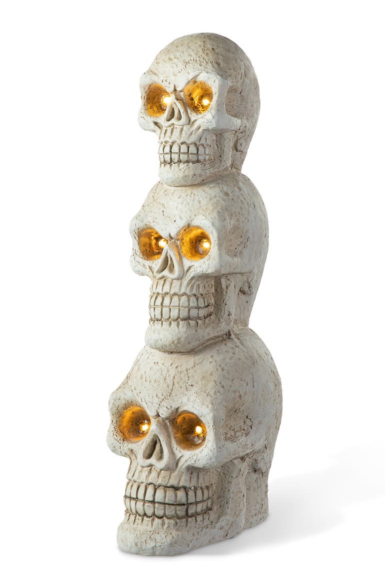Lighted Halloween MGO Skull Porch Decor with Timer, Main, color, White