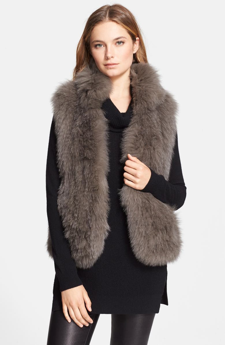 Theory 'Hanalee' Genuine Fox Fur Vest, Main, color, 