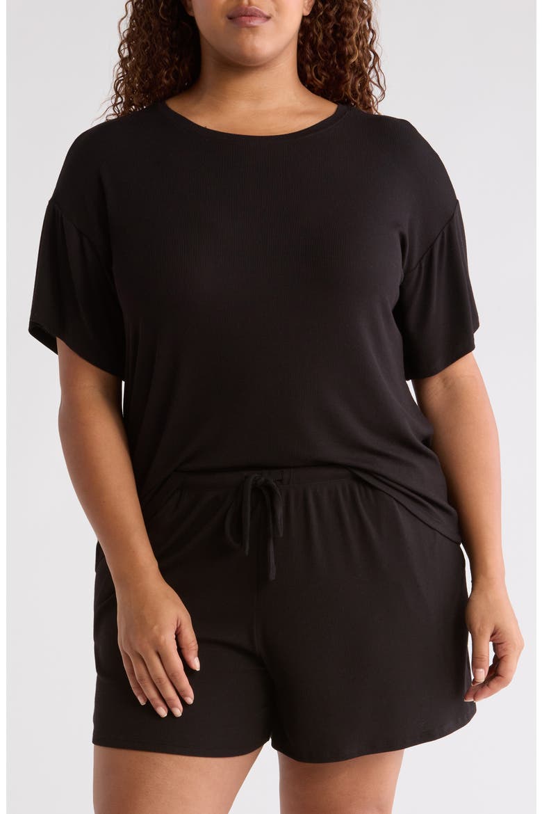 Moonlight Eco Easy Rib Short Pajamas, Main, color, BLACK