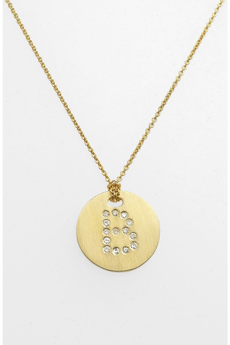 'Tiny Treasures' Diamond Initial Disc Pendant Necklace, Main, color, B