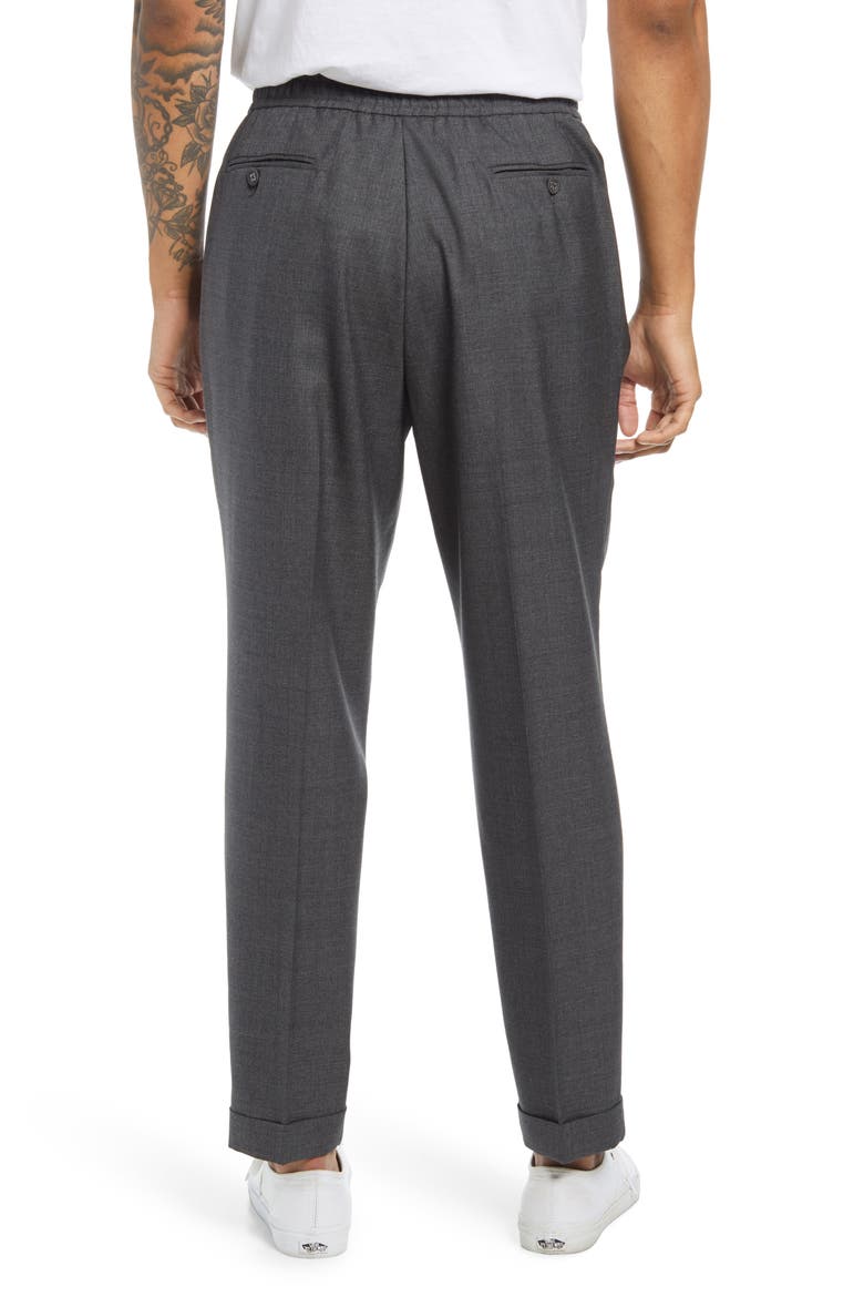 Joseph Pleated Fresco Wool Drawstring Pants, Alternate, color, MID GREY