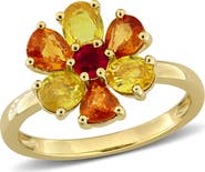 Julianna B. Orange & Yellow Sapphire Flower Ring