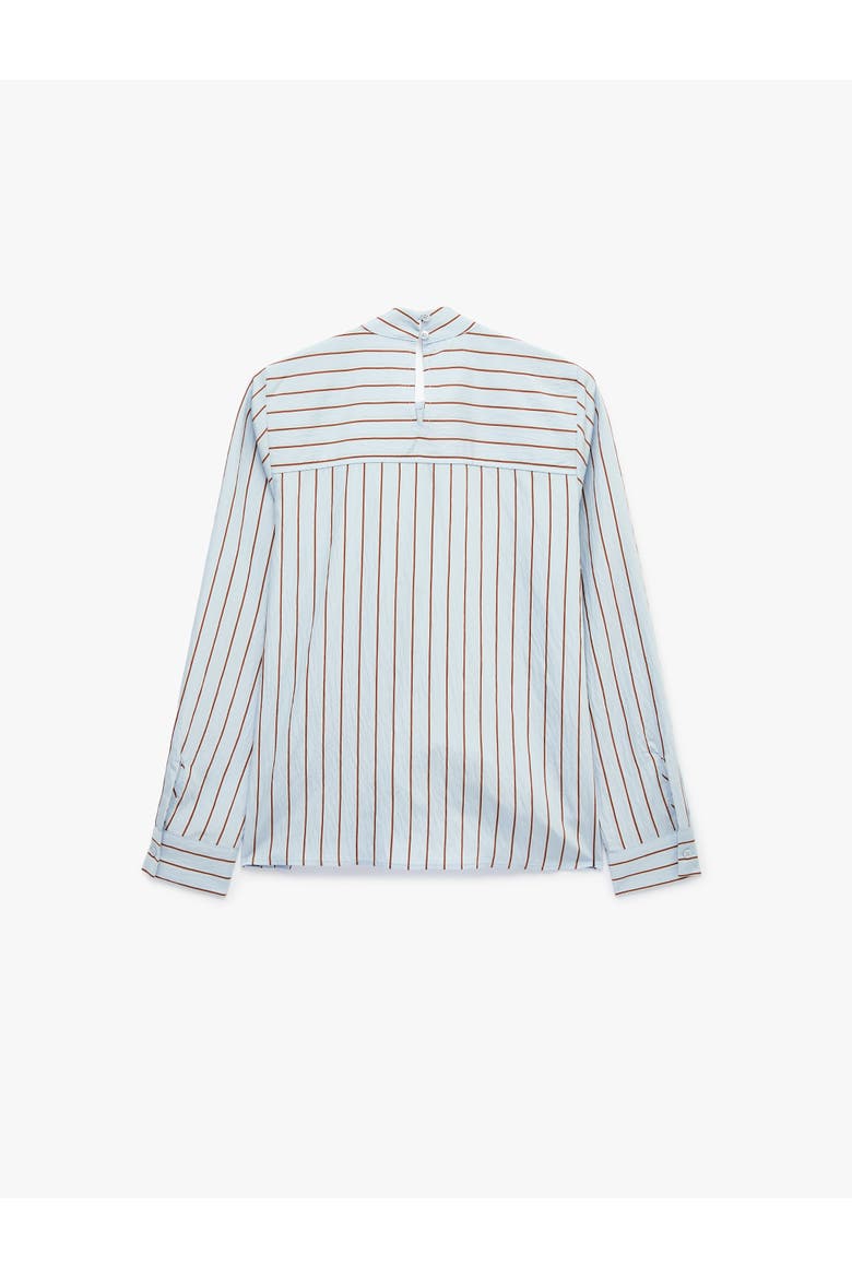 High Neck Long Sleeve Striped Shirt With Scarf Detail, Alternate, color, BLUE STRIPE