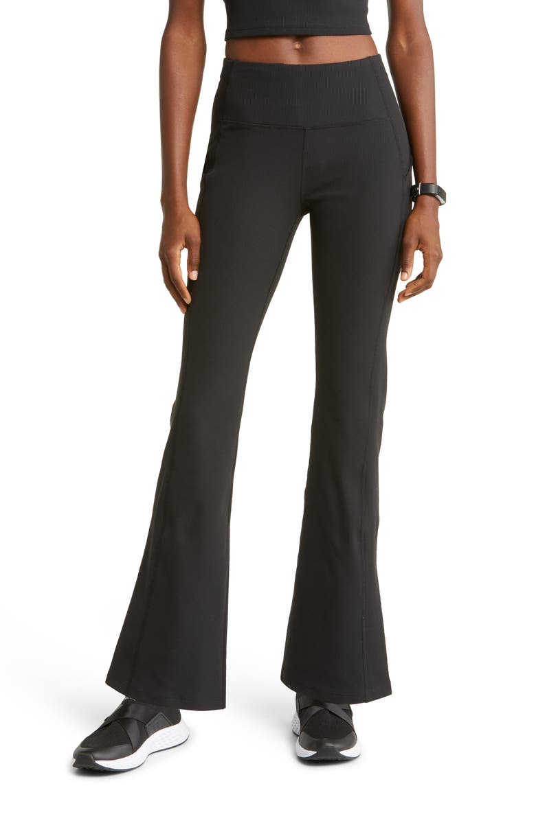 Zella Live-In Rib Pocket Flare Pants, Main, color, 