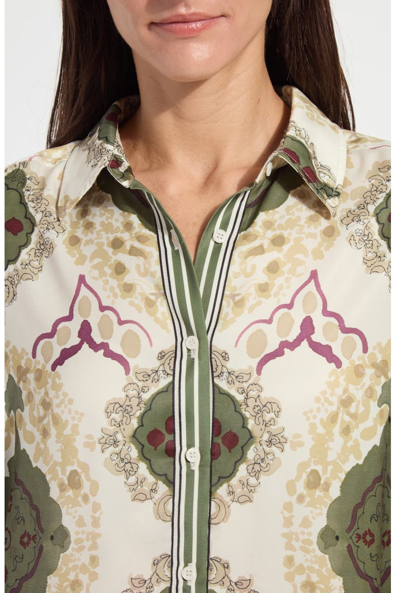 Ishani Scarf Print Button-Up Satin Shirt, Alternate, color, PLACED ARTFUL SCARF
